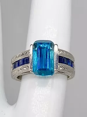 Wachler Signed $20000 13ct Natural Blue Zircon Sapphire Platinum Band Ring 16g • $2485