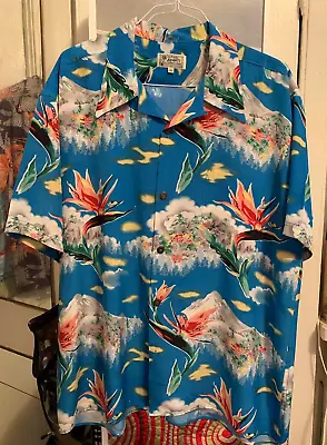 Avanti Silk Hawaiian Aloha Hula Bird Paradise Shirt Sun Surf Spooner Kahala XXL • $124