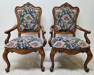 Pair Ethan Allen Tuscany French Country Dining Room Newport Armchairs • $629.10