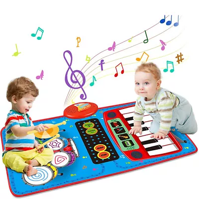 2 In1 Fitness Music Baby Play Mat Lay And Kids Gym Play-mat Fun Piano Boys Girls • £10.90