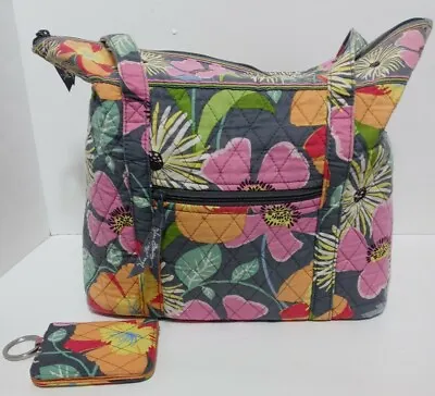 Vera Bradley Jazzy Blooms Tote Beach Bag & Wallet 2 Pc Set Bright Floral Retired • $22.30