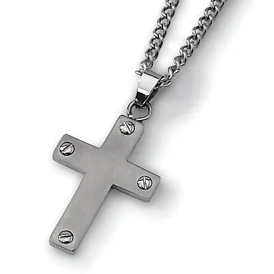 Titanium Cross Mens Pendant Necklace Jewelry 22  35mm X 19mm • $37.48