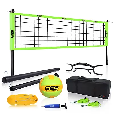 Pro Portable Volleyball Set W/ Net System & Volleyball Ball For Backyard Beach • $99.98