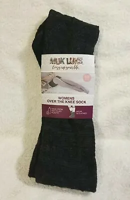 $8.96 • Buy Muk Luks Women's Over The Knee Ruffle Sock, 1 Pair Black Wear Slouched - NEW