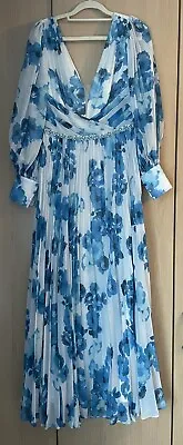 New Veni Infantino Sean Raymont Blue White Floral Maxi Mother Bride Bridesmaid 8 • £150
