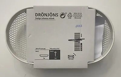 Ikea DRÖNJÖNS Wall Storage White Mesh Baskets 7¾×4¼×1 ¼  NEW (SET OF 2) • £19.27