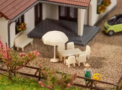 Faller N Scale Scenery Accessory Kit Patio Tables Chairs & Unbrellas • $5.09