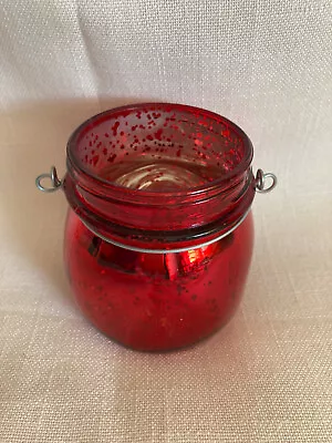 Small Red Mercury Glass Canning Jar With Handle • $10