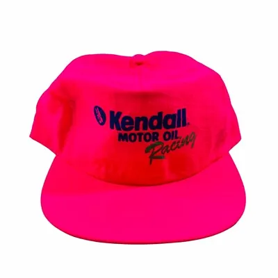 Vintage Kendall Motor Oil Racing Fluorescent Neon Pink Nylon Adjustable Hat Cap • $12.79