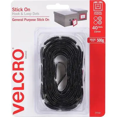 NEW Velcro Brand Stick On Hook And Loop Dots 22mm Black Pack 40 • $27.95