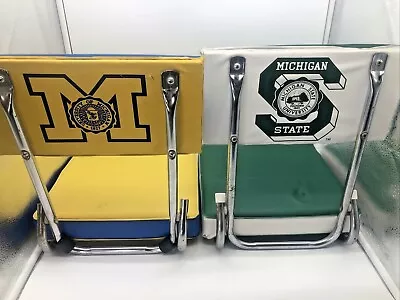 Lot Of 2 Vintage Michigan & State Cushioned Stadium Seat Folding Bleacher Read! • $27.97