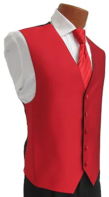 Men's Red Ralph Lauren Tuxedo Vest & Long Tie Adjustable Fullback Wedding Prom M • $13.49