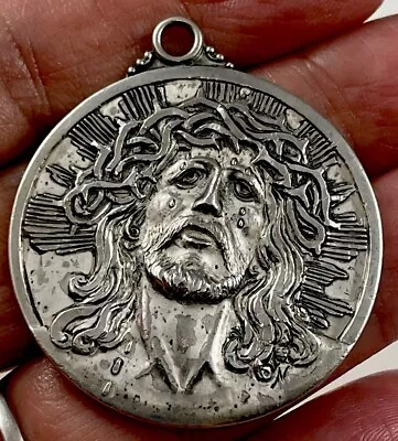 Vintage Catholic Creed Sterling Jesus OL Guadalupe  Medal  31.4 Grams Silver • $149.99