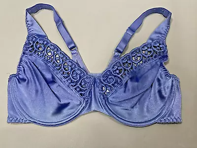 Vintage Bra Olga SIZE 36C Blue Lace Stretch Soft Cup Classic Pin- Up Satin Sexy • $24