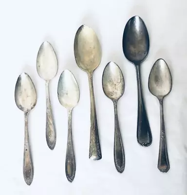 Lot Of 7 Vintage Silver Plate Spoons Silverware Flatware • $7.99