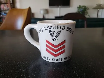 RARE Vintage USS SCHOFIELD DEG-3 FIRST CLASS MESS COFFEE MUG United States NAVY • $39.95