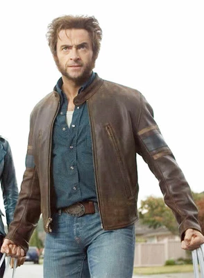 $300 • Buy X- Men Wolverine Leather Jacket Men's Biker Bomber Motorcycle Coat Trench