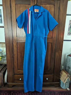 Vintage Work Wear Corporation Blue Short Sleeve Coveralls 42 Red White Stripes • $80