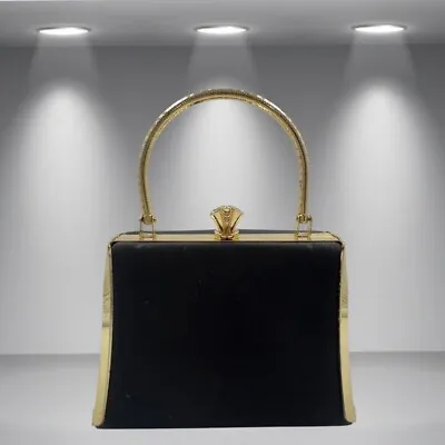 $25 • Buy Womens Zara Mini Black Gold Clutch Box Bag Top Handle Y2K Formal Purse No Chain