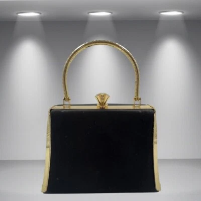 $25 • Buy Womens Zara Mini Black Gold Clutch Box Bag Top Handle Y2K Formal Purse No Chain