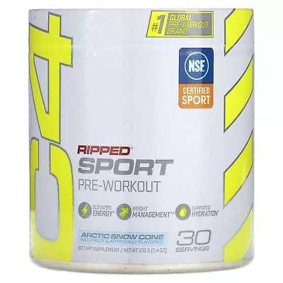 C4 Ripped Sport Pre-Workout Arctic Snow Cone 7.4 Oz (210 G) • $28.19