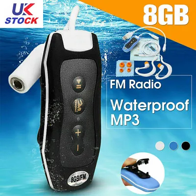 4GB / 8GB MP3 Player Swimming Underwater Diving + FM Radio Waterproof Headsets • £22.55