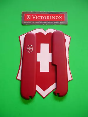 GENUINE VICTORINOX 91mm RED NON-GLARE SWISS ARMY KNIFE SCALES +TOOTHPICK TWEEZER • $14.77