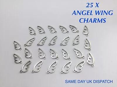 25 X Tibetan Metal Angel Wing Charms  Craft Jewellery Making Bracelet • £3.49