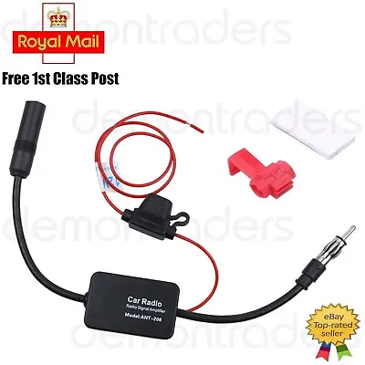 Car Radio Stereo Signal Booster Fm Am Aerial Antenna Signal Boost Amplifier Amp • £5.95
