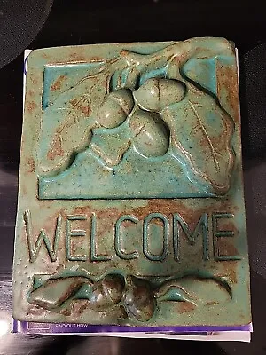 Janet Ontko Arts & Crafts Acorn Maple Leaf Studio Pottery Tile Welcome Sign • $44.99