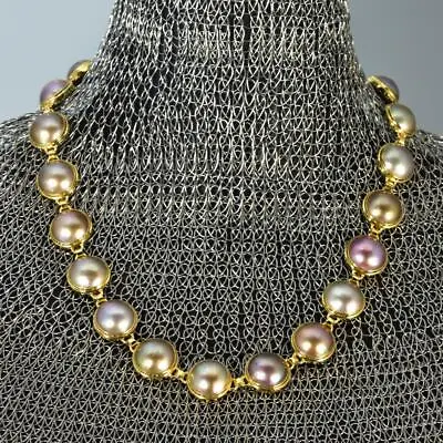 Elegant 20 Inch Mabe Pearl Necklace & Vermeil Gold-plated Sterling Silver 83.06g • $799