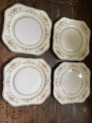 Meito China Japan Hand Painted Square Luncheon Set Of 4 Salad Plates • $33.88