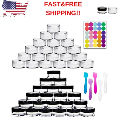 140PCS 5g Dab Containers 5ml Round Clear Jars With Black Lids For Scrubs Lotions • $26.47