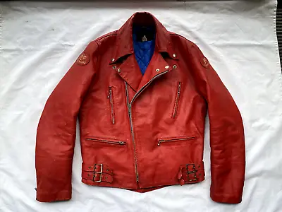 Vintage KETT Red Biker Leather Jacket Motorcycle Punk Rock Indie 38-40 S-M? TT • $310.84