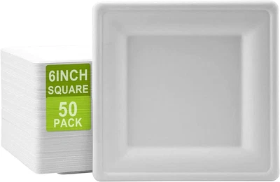 £17.11 • Buy CVIUYO 50 Pack Disposable Paper Plates, 100% Biodegradable Compostable Bagasse