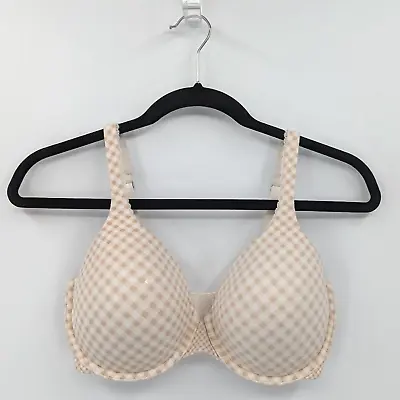 Victoria's Secret Bra Women's 34DD Beige Gingham Sequin Lined Perfect Coverage • $18.99