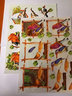 Pack Of 2A4 SheetsDecoupage Sheets  Birds Freepost U.K.  • £2.49