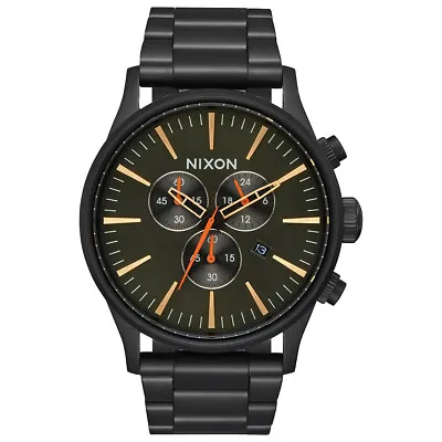 Nixon Men's Watch Sentry Chrono Black Dial IP Stainless Steel Bracelet A3861032 • $88.36
