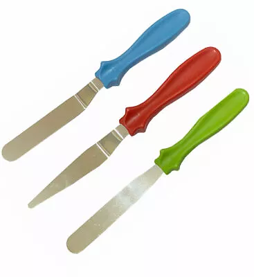 3Pk Flat Blade Stainless Steel Spatula Palette Knife Cakes Icing Fondant 23cm • £2.66