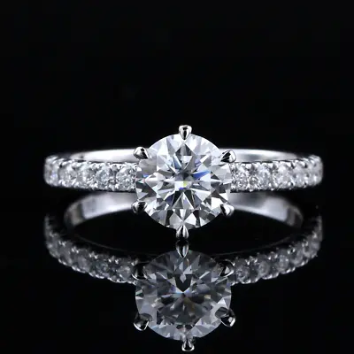 £71.53 • Buy 1.67 TCW Round Cut White Moissanite Engagement Ring In 14k White Gold Plated