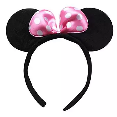 Disney Minnie Mouse Ears Black Velvet With Pink Polka Dot Puffy Bow Party Favors • $2.95