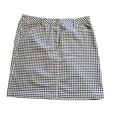 Talbots Women's Size 16 Navy White Gingham Checked Stretch Straight Skirt NWOT • $22.49