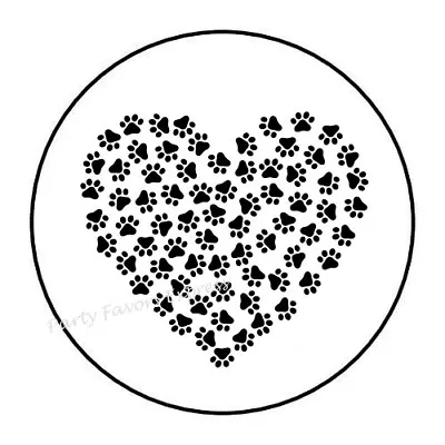 30 Pawprint Heart Paw Print Envelope Seals Labels Stickers Party Favors 1.5  • $1.99