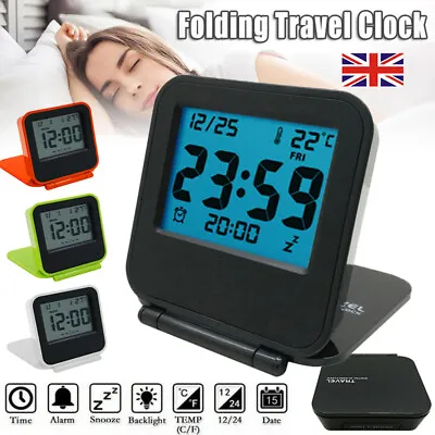 £9.49 • Buy Folding LCD Digital Alarm Clock Desk Table Temperature Travel Electronic Clock