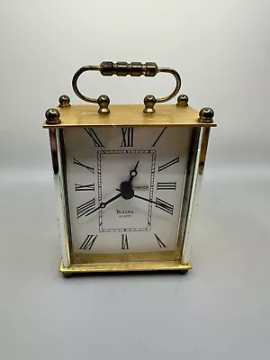 Vintage Bulova B1310 Mantle Desk Carriage Clock With Alarm Working Great • $29.97