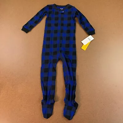 Leveret Toddler Size 2T Black Blue Plaid Long Sleeve 1 Piece Footed Pajamas NWT • $15.87