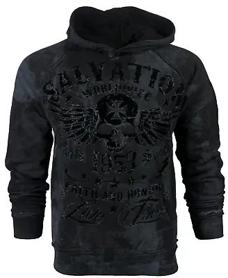 Archaic By Affliction Men's Long Sleeve Hoodie BLACK TIDE Heavyweight Biker S-4X • $45.95