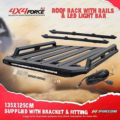 135x125cm Roof Rack Flat Platform & Light Bar & Rails For Nissan Navara NP300 • $898.95