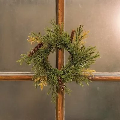 Primitive-Christmas-Pinecone-MOSS GREEN-PRICKLY PINE-CANDLE RING-Sm. Wreath-2  • $7.97