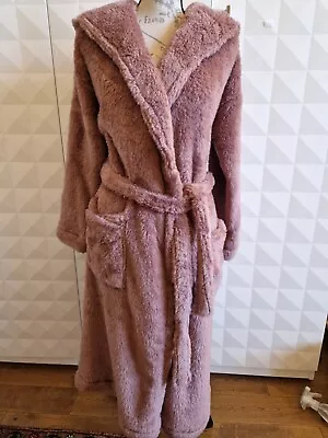 M&s Dusty Pink Fleece Dressing Gown With Hood. X Large. Nwt  • £15.95